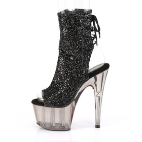 Pleaser ADORE-1018GT Tinted Platform Open Toe/Heel Lace-Up Back Ankle Boot, Inside Zip Closure 7" Heel