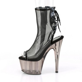 Pleaser ADORE-1018MSHT Tinted Platform Open Toe/Heel Lace-Up Back Mesh Ankle Boot, Inside Zip Closure 7" Heel