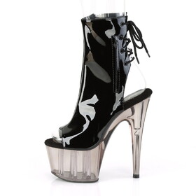 Pleaser ADORE-1018T Tinted Platform Open Toe/Heel Lace-Up Back Ankle Boot, Inside Zip Closure 7" Heel
