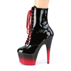 Pleaser ADORE-1020BR-H 7" Heel, 2 3/4" PF Two Tone Lace-Up Ankle Boot, Side Zip