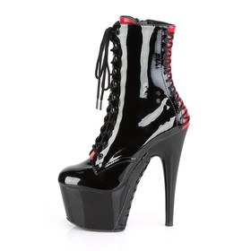 Pleaser ADORE-1020FH 7" Heel, 2 3/4" PF Two Tone Lace-up Ankle Boot, Side Zip