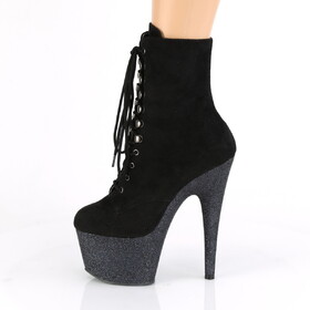 Pleaser 7" Heel, 7" Heel, 2 3/4" Platform Lace-Up Front Ankle Boot, Side Zip