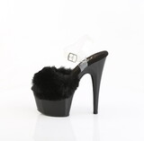 Pleaser ADORE-708FUR 7" Heel, 2 3/4" PF Ankle Strap Sandal w/ Fur Upper