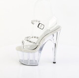 Pleaser ADORE-708PREM-STN 7" Heel, 2 3/4" PF Ankle Strap Sandal w/Stones