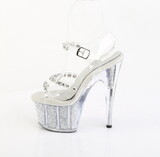 Pleaser ADORE-708PREM-STNG 7" Heel, 2 3/4" PF Ankle Strap Sandal w/Glitter Inserts