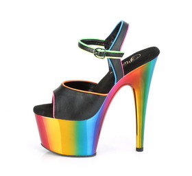 Pleaser ADORE-709RC-02 7" Heel, 2 3/4" Chrome Plated PF Ankle Strap Sandal