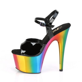 Pleaser ADORE-709RC 7" Heel, 2 3/4" Chrome Plated PF Ankle Strap Sandal