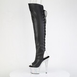 Pleaser BEJEWELED-3019MS-7 7" Heel, 2 3/4" PF Open Toe/Back Over-The-Knee Boot w/RS