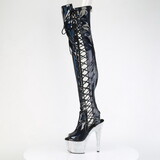 Pleaser BEJEWELED-3052HG-7 7" Heel, 2 3/4" PF Open Toe/Back Side Lace Thigh Boot w/RS