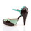 Pin Up Couture BETTIE-17 Hidden Platform Two Tone Ankle Strap d'Orsay Pump with Swirl Design at Toe 4 1/2" Heel