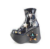 Demonia BLAZE-108 5" Star Cutout Platform Wedge Ankle Boot, Back Zip