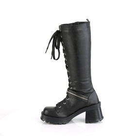 Demonia BRATTY-206 2 3/4" Heel, 1" Platform Lace-Up Knee High Boot, Outer Zip