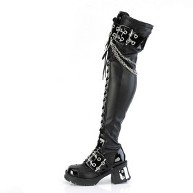 Demonia BRATTY-304 2 3/4" Chunky Heel, 1" PF Over-The-Knee Boot, Inside Zip