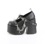 Demonia CAMEL-33 5" Chunky Heel, 3" Platform Eyelet T-Strap Maryjane