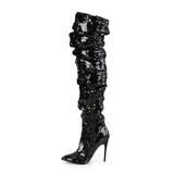 Pleaser COURTLY-3011 Single Soles : Thigh High Boots