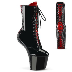 Pleaser CRAZE-1040FH 8" Heel, 3" PF Two Tone Lace-Up Ankle Boot, Size Zip