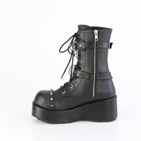 Demonia CUBBY-54 2 3/4" Platform Lace-Up Ankle Boot, Inside Zip