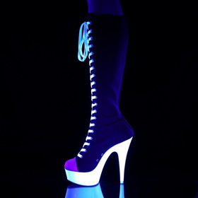 Pleaser DELIGHT-2000SK-02 Platform Lace-Up Front Knee High Canvas Sneaker Boot 6" Heel