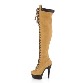 Pleaser DELIGHT-3000TL Platform Lace-Up Front Over-the-Knee Boot 6" Heel