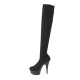 Pleaser DELIGHT-3002-1 Platform Pull-on Stretch Knit Thigh High Boot 6