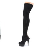 Pleaser DELIGHT-3003 Platform Stretch Back Lace Up Thigh High Boot, Full Length Inside Zip Closure 6