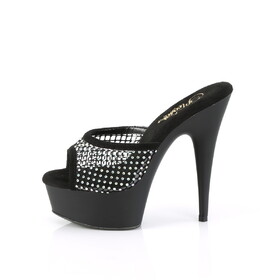 Pleaser DELIGHT-601-6RM 6" Heel, 1 3/4" PF Rhinestone Mesh Slide