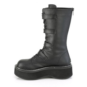 Demonia EMILY-322 2" PF Lace_up Mid-Calf Boot w/ 4 Buckle Straps, Back Zip