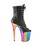 Pleaser FLAMINGO-1021RC-02 8" Heel, 4" Chromed PF Peep Toe Lace-Up Ankle Boot, Side Zip