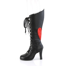 Demonia GLAM-243 3 3/4" Heel, 1/2" PF Lace-Up Knee High Boot, Inside Zip