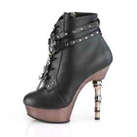 Demonia MUERTO-1001 Women's Mid-Calf & Knee High Boots Chrome Plated Platform Lace-Up Front Ankle Boot 5 1/2" Heel