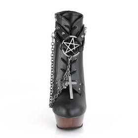 Demonia MUERTO-1001 Women's Mid-Calf & Knee High Boots Chrome Plated Platform Lace-Up Front Ankle Boot 5 1/2" Heel