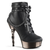 Demonia MUERTO-1001 Women's Mid-Calf & Knee High Boots Chrome Plated Platform Lace-Up Front Ankle Boot 5 1/2