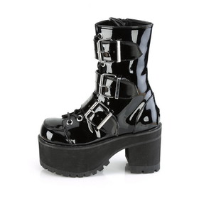 Demonia RANGER-308 3 3/4" Heel, 2 1/4" PF Lace-Up Ankle Boot, Side Zip