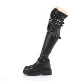 Demonia RENEGADE-320 2 1/2" Tiered PF Lace-Up Over-The-Knee Boots, Inside Zip