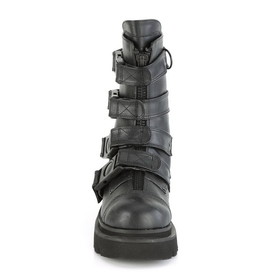 Demonia RENEGADE-55 2 1/2" Tiered PF Strappy Calf High Boot, Center Front Zip