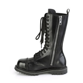 Demonia RIOT-14 Unisex Combat Boots : Leather, 1 1/4" Heel