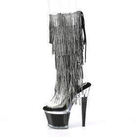Pleaser SPECTATOR-2017RSF 7" Heel, 3" Textured PF Open Toe/Heel Knee Boot, Side Zip