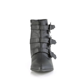 Demonia WARLOCK-50-B 1 1/2" Block Heel Pointed Toe Ankle Boot, Side Zip