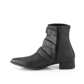 Demonia WARLOCK-50-C 1 1/2" Block Heel Pointed Toe Ankle Boot, Side Zip