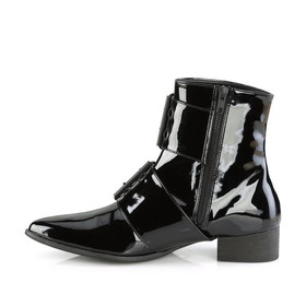 Demonia WARLOCK-55 1 1/2" Block Heel Pointed Toe Ankle Boot, Side Zip