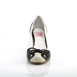 Pin Up Couture WIGGLE-17 Cuben Heel Pump W/ Heart Cutout Scalloped Detail & Bow at Toe 2 1/2