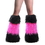 Pleaser YETI-03 - 3 Stripe, Uv Reactive Furry Faux Fur Leg Warmers/Boot Covers