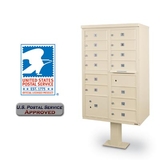 Postal Products Unlimited N1029597 13-Door F-Spec Cluster Box Unit with Pedestal, Sandstone