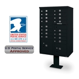 Postal Products Unlimited N1031543 16 Door F Spec Cluster Box Unit with Pedestal, Black