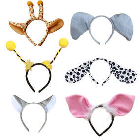 TOPTIE 6 PCS Animals Ears Headband, Christmas Decorations for Adult & Kid, Jungle Safari Animals Hair Hoop for Party Favors