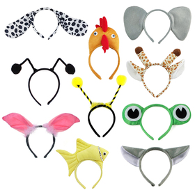 TOPTIE Plush Animal Headbands for Halloween Decorations, Ear Horn Hair Hoop for Kid & Adult, Birthday Dress-Up Party Supplies