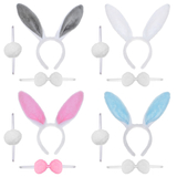 TOPTIE Easter Bunny Ears Headband with Bow Tie & Rabbit Tail for Adults & Kids, Halloween Party Cosplay Costume Accessories