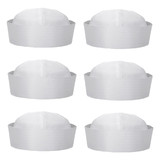 TOPTIE 6 PCS White Sailor Hats, Navy Captain Hats for Teens and Adults, Dress Up Party Hat Yacht Hat