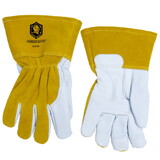 Armour Guard Great value, medium weight MIG welding glove. Top grain Goatskin palm for best feel, Cowhide split back resists heat