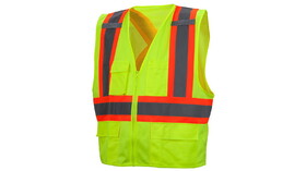 Pyramex RCZ2410M Safety Vest Hi Vis Lime Vest With Contrasting Reflective Tape Size Medium